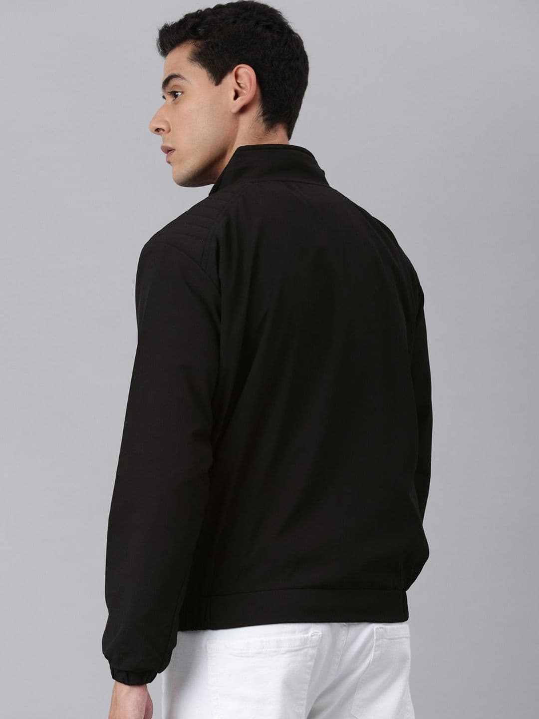 VOXATI Men Solid Windcheater Bomber Jacket thumbnail 4