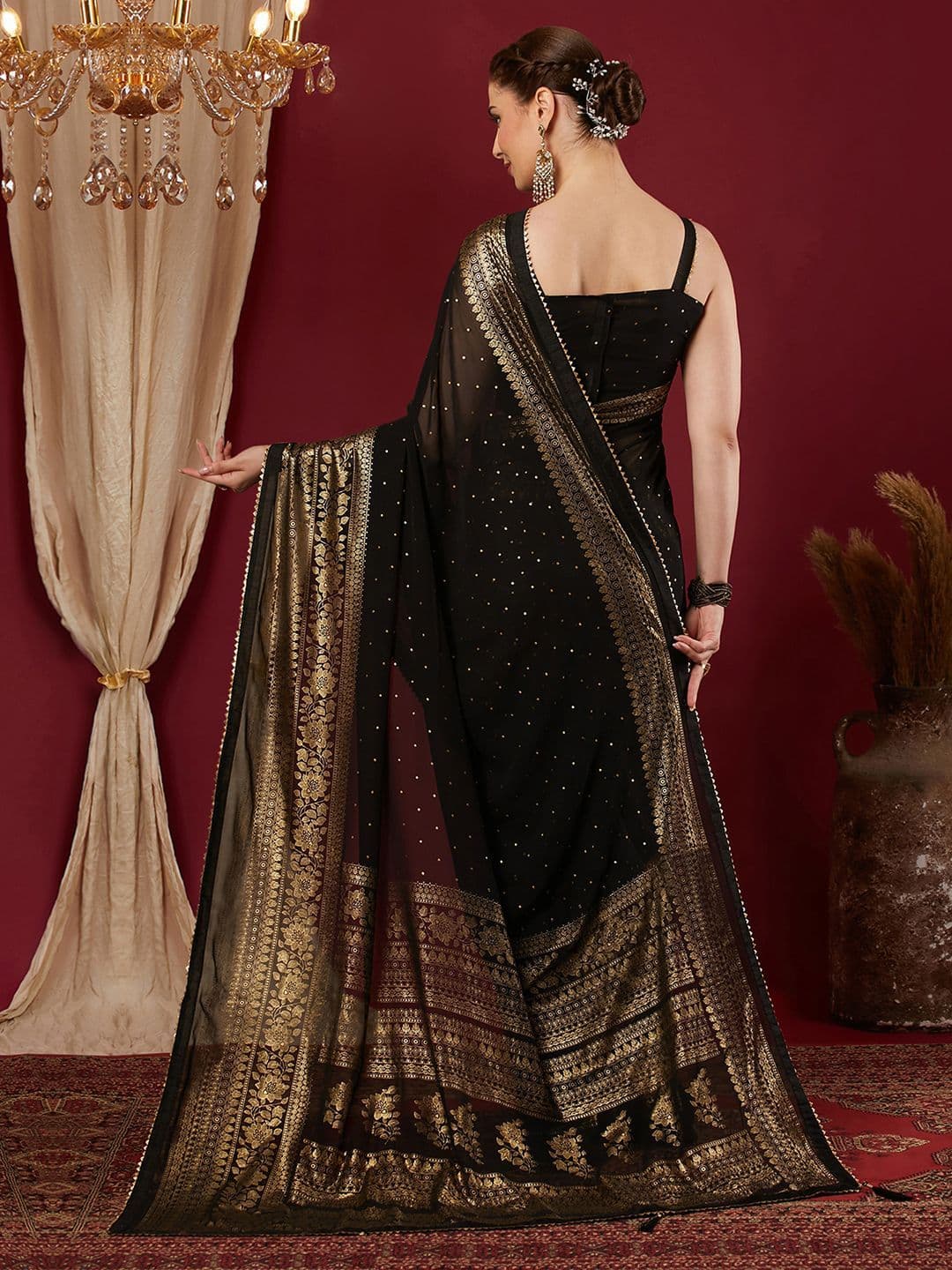 KALINI Women Woven Design Saree With Unstiched Blouse Piece thumbnail 2