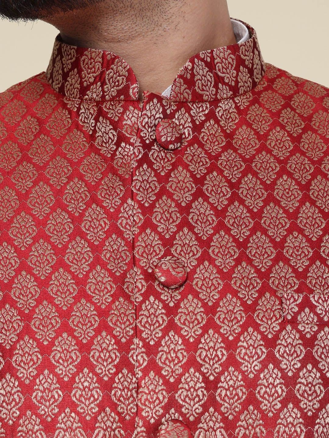 W & G Woven Design Mandarin Collar Nehru Jacket thumbnail 3