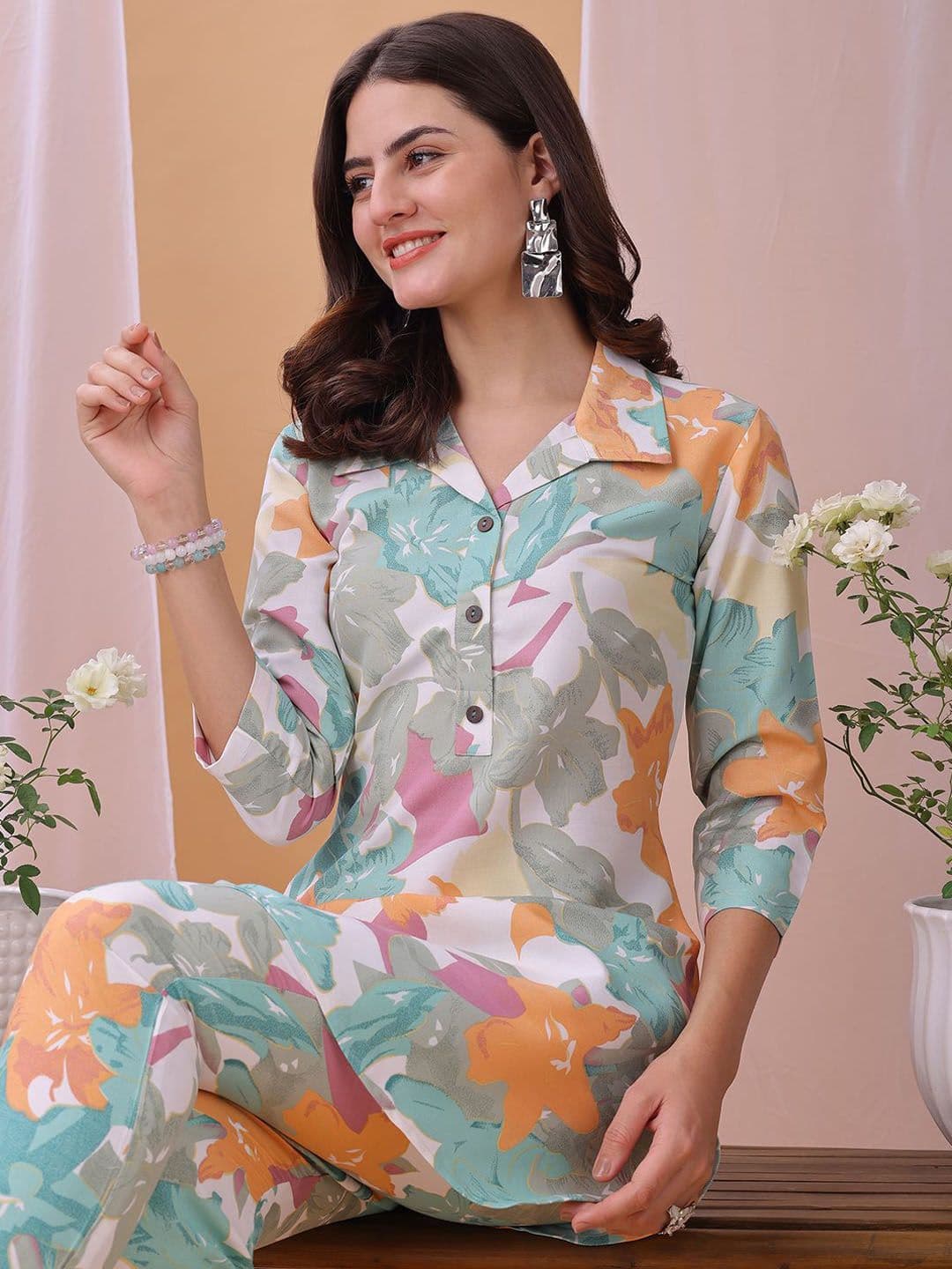 KALINI Printed Top With Trousers Co-Ords thumbnail 3