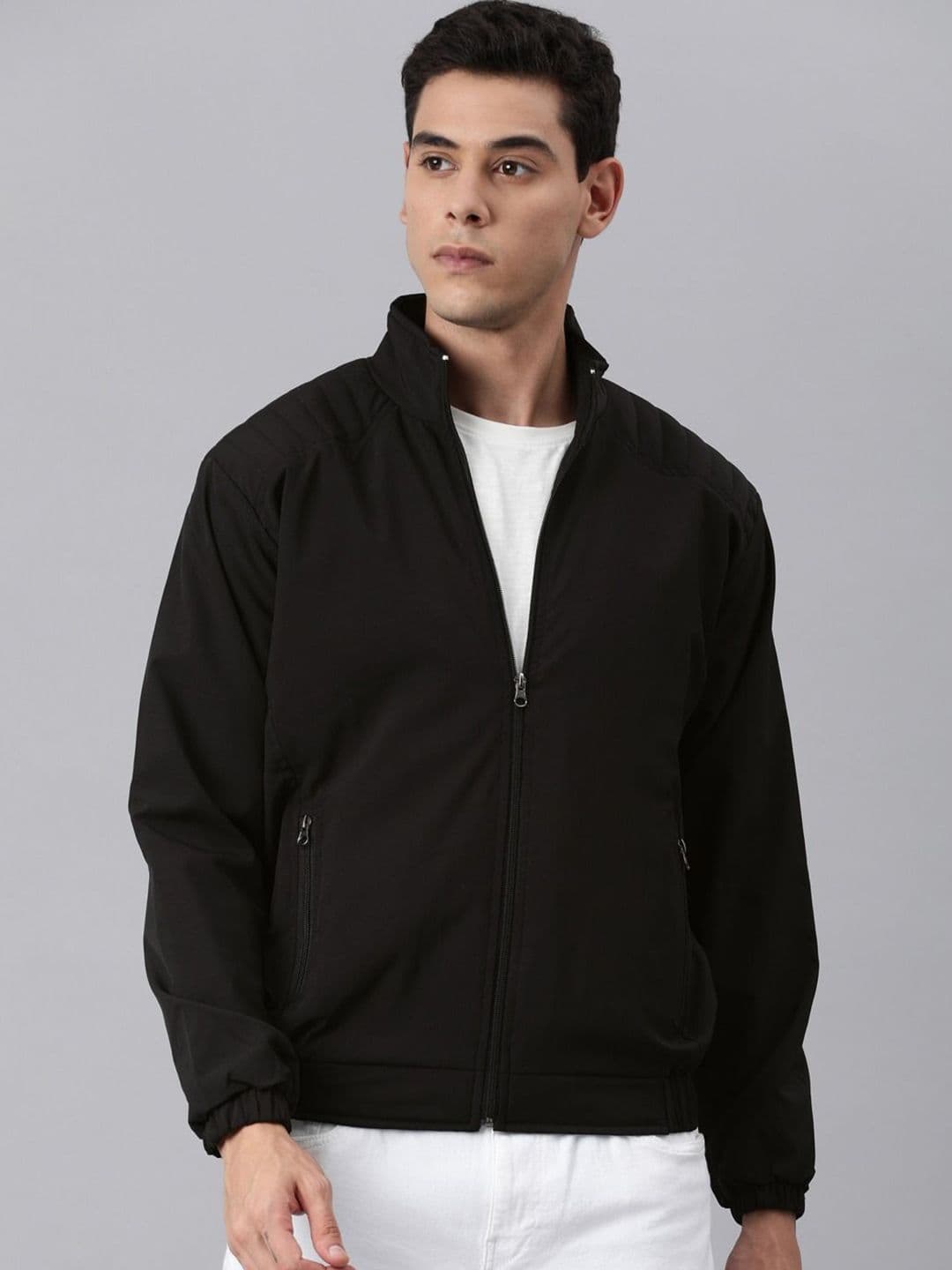 VOXATI Men Solid Windcheater Bomber Jacket - view 1