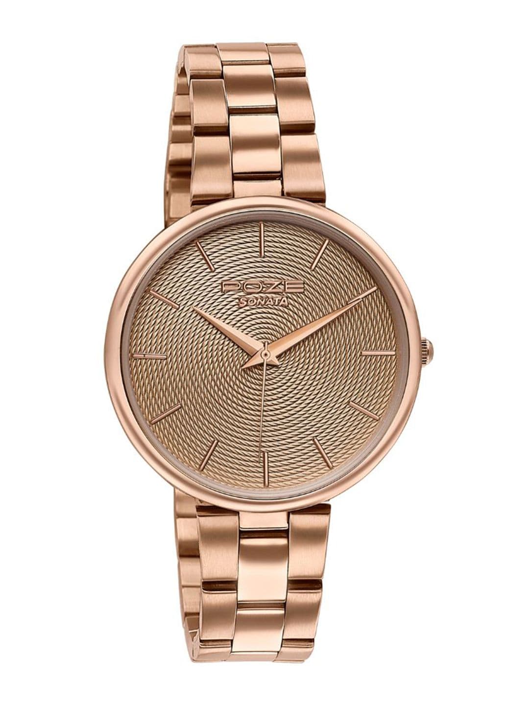 Sonata Poze Women Brass Dial & Stainless Steel Bracelet Style Straps Analogue Watch SP80113WM02 thumbnail 6