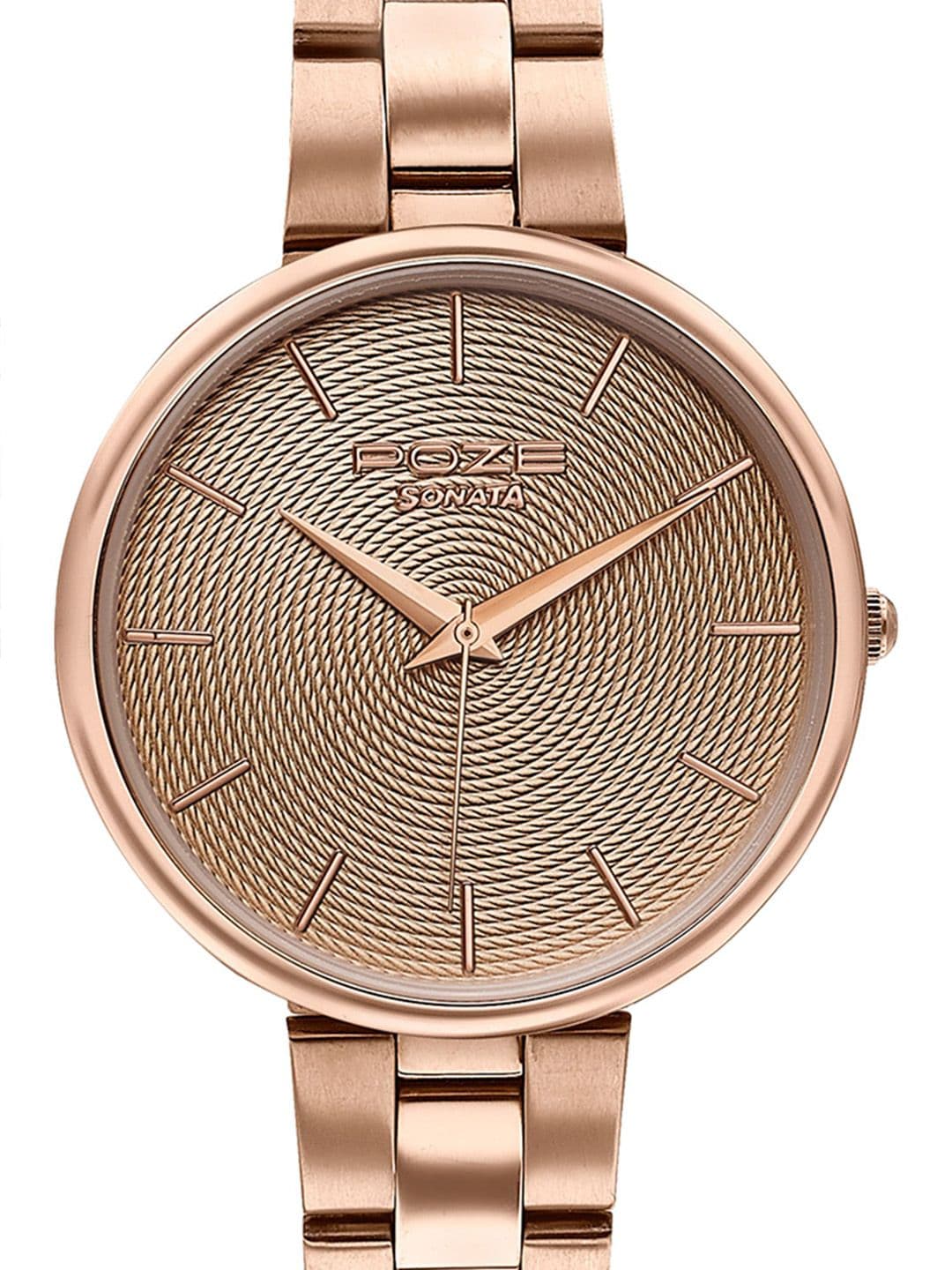 Sonata Poze Women Brass Dial & Stainless Steel Bracelet Style Straps Analogue Watch SP80113WM02 thumbnail 4