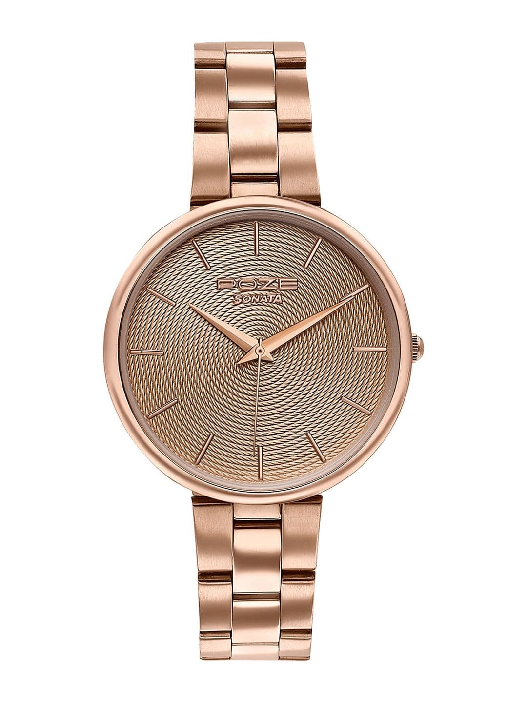 Sonata Poze Women Brass Dial & Stainless Steel Bracelet Style Straps Analogue Watch SP80113WM02 thumbnail 2