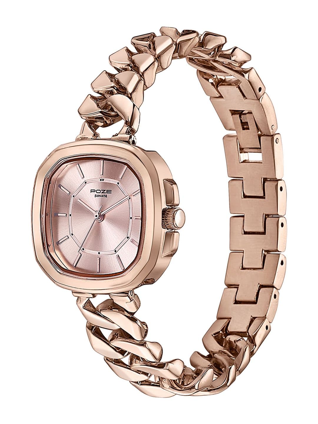 Sonata Poze Women Brass Dial & Bracelet Style Straps Analogue Watch SP80096WM01W thumbnail 3