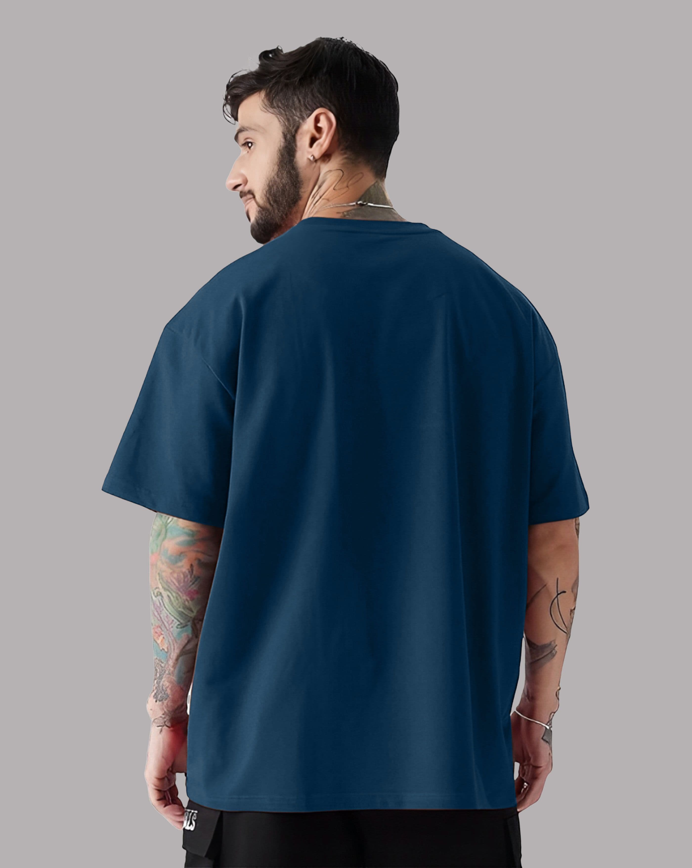 AUSK Teal Graphic Printed Oversized T-shirt with Drop-Shoulder Sleeves thumbnail 2