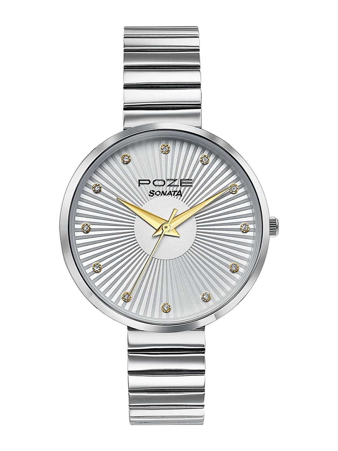 Sonata Poze Women Brass Dial & Stainless Steel Bracelet Style Straps Analogue Watch SP80093SM01 thumbnail 2