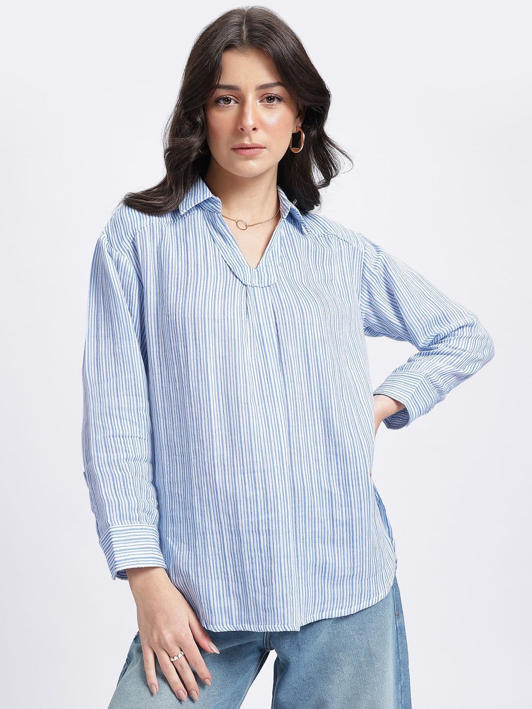 glitchez Striped Longline Top thumbnail 2