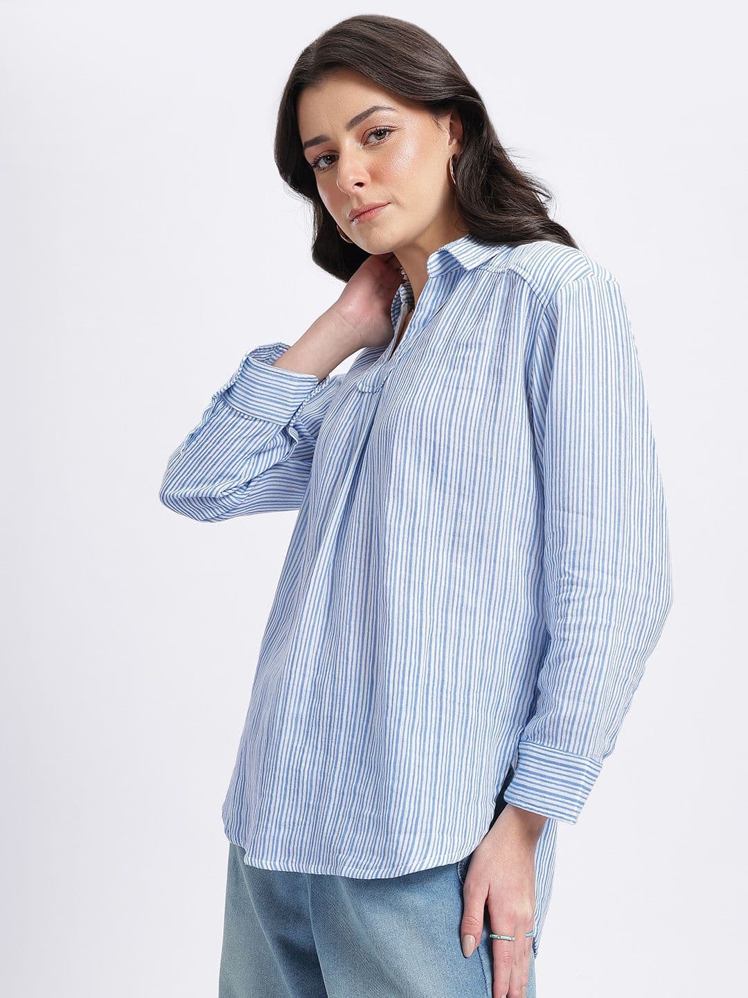 glitchez Striped Longline Top thumbnail 3