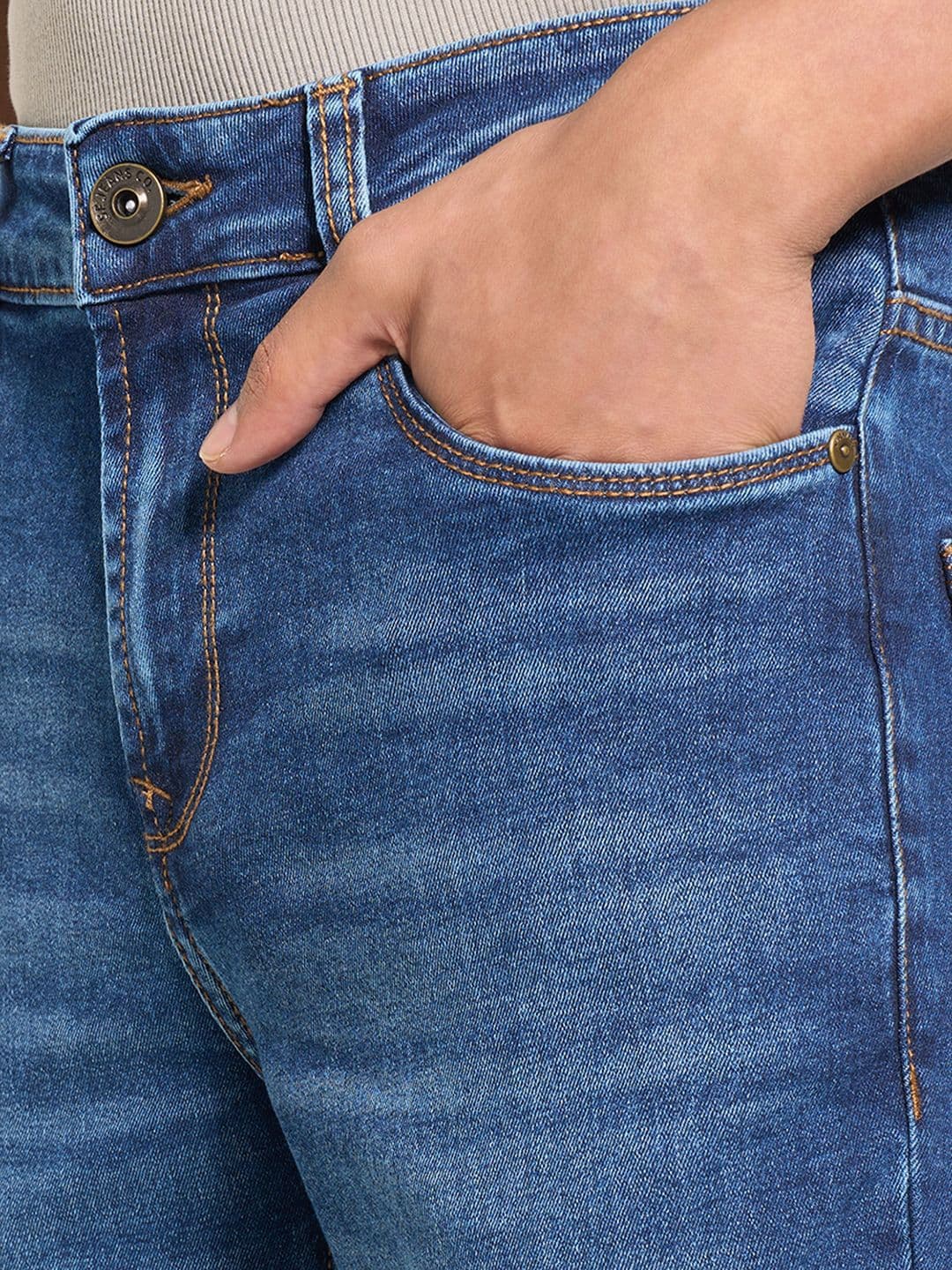 SF JEANS by Pantaloons Men Slim Fit Mid-Rise Light Fade Non Stretchable Jeans thumbnail 3