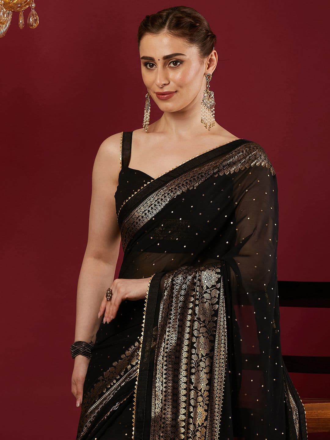 KALINI Women Woven Design Saree With Unstiched Blouse Piece thumbnail 7