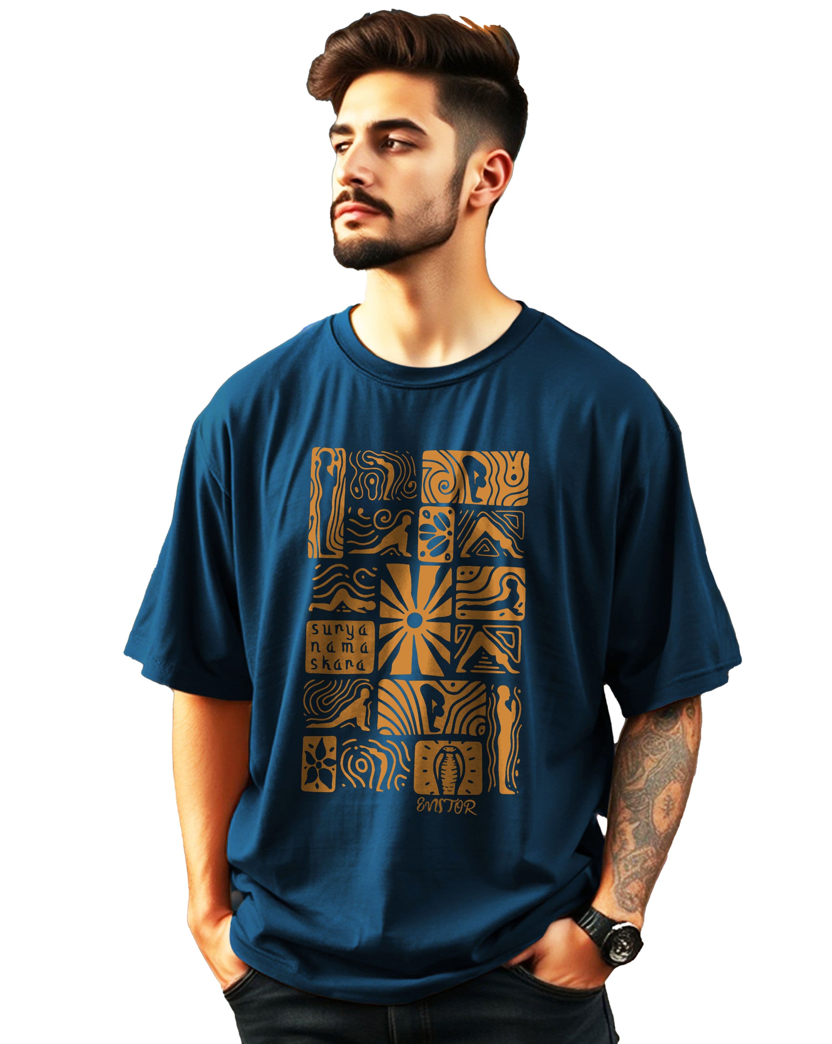 AUSK Teal Graphic Printed Oversized T-shirt with Drop-Shoulder Sleeves thumbnail 3