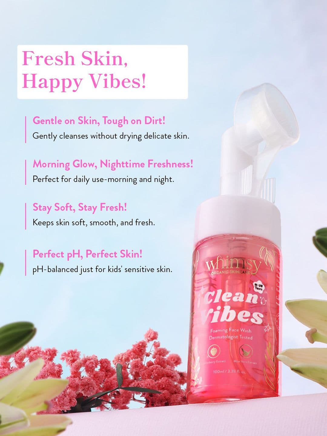 Whimsy Beauty Clean Vibes Foaming Face Wash with Strawberry & Aloe Vera - 100 ml thumbnail 4