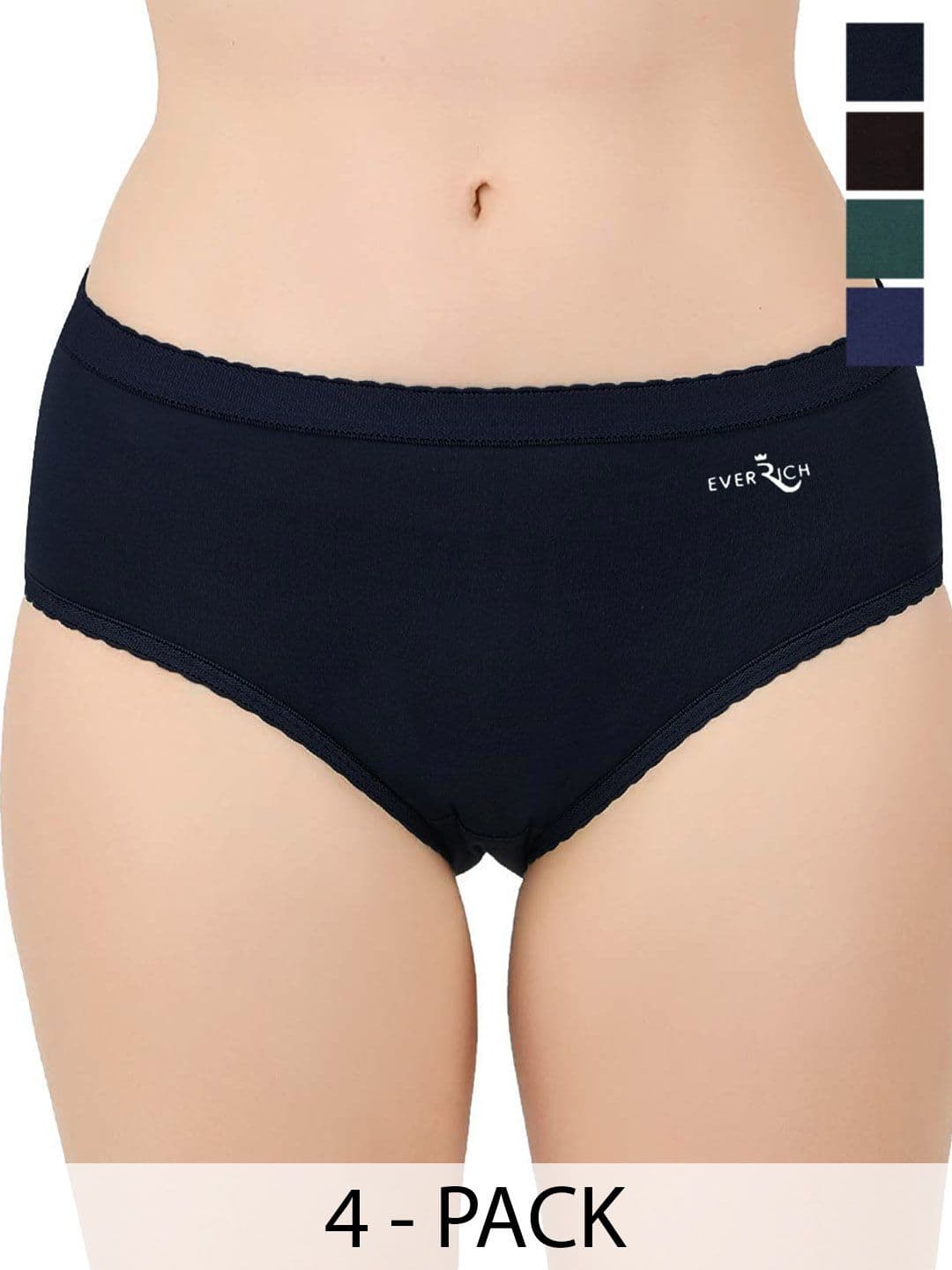 EverRich Pack Of 4 Cotton Mid-Rise Seamless Hipster Briefs MY-ER-PLAIN-OE-4PC - view 1