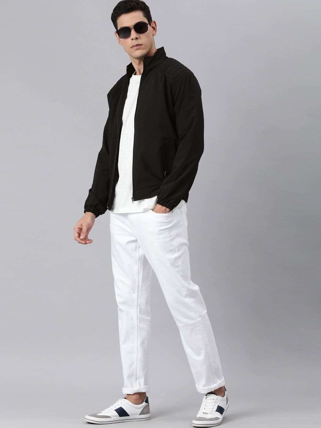 VOXATI Men Solid Windcheater Bomber Jacket thumbnail 2