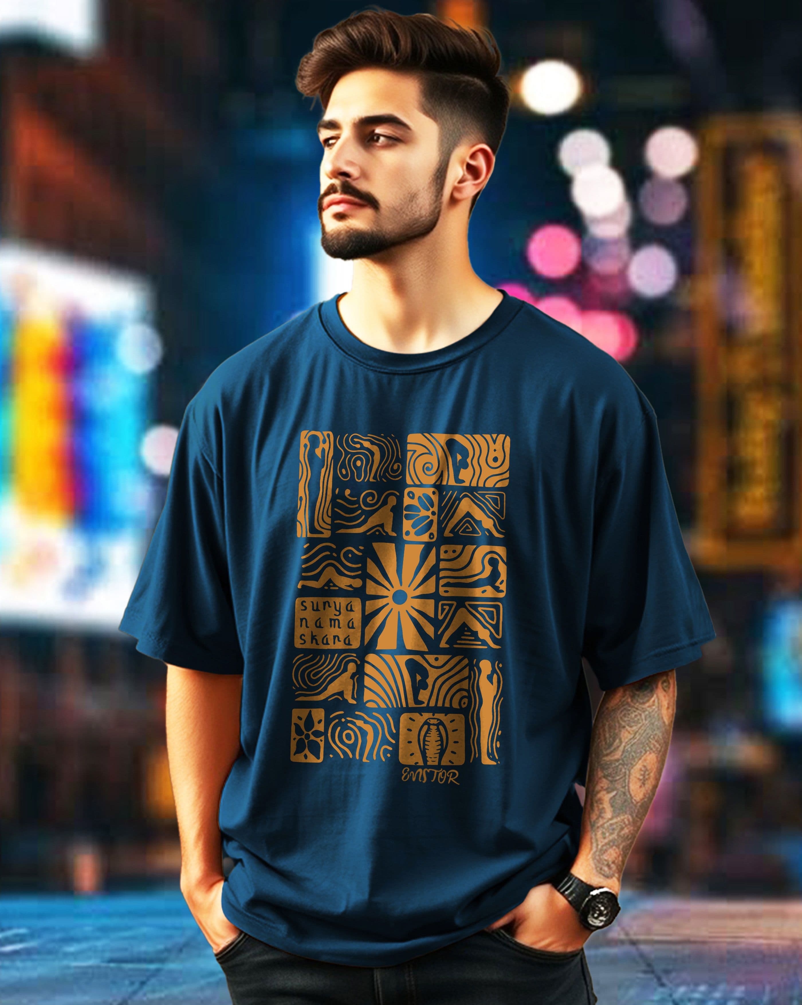AUSK Teal Graphic Printed Oversized T-shirt with Drop-Shoulder Sleeves - view 1