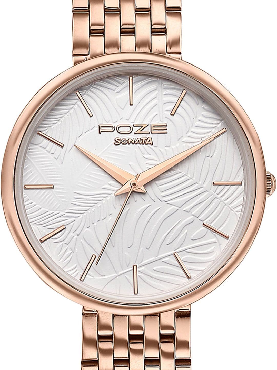 Sonata Poze Women Brass Dial & Stainless Steel Bracelet Style Straps Analogue Watch SP80113WM03 thumbnail 2