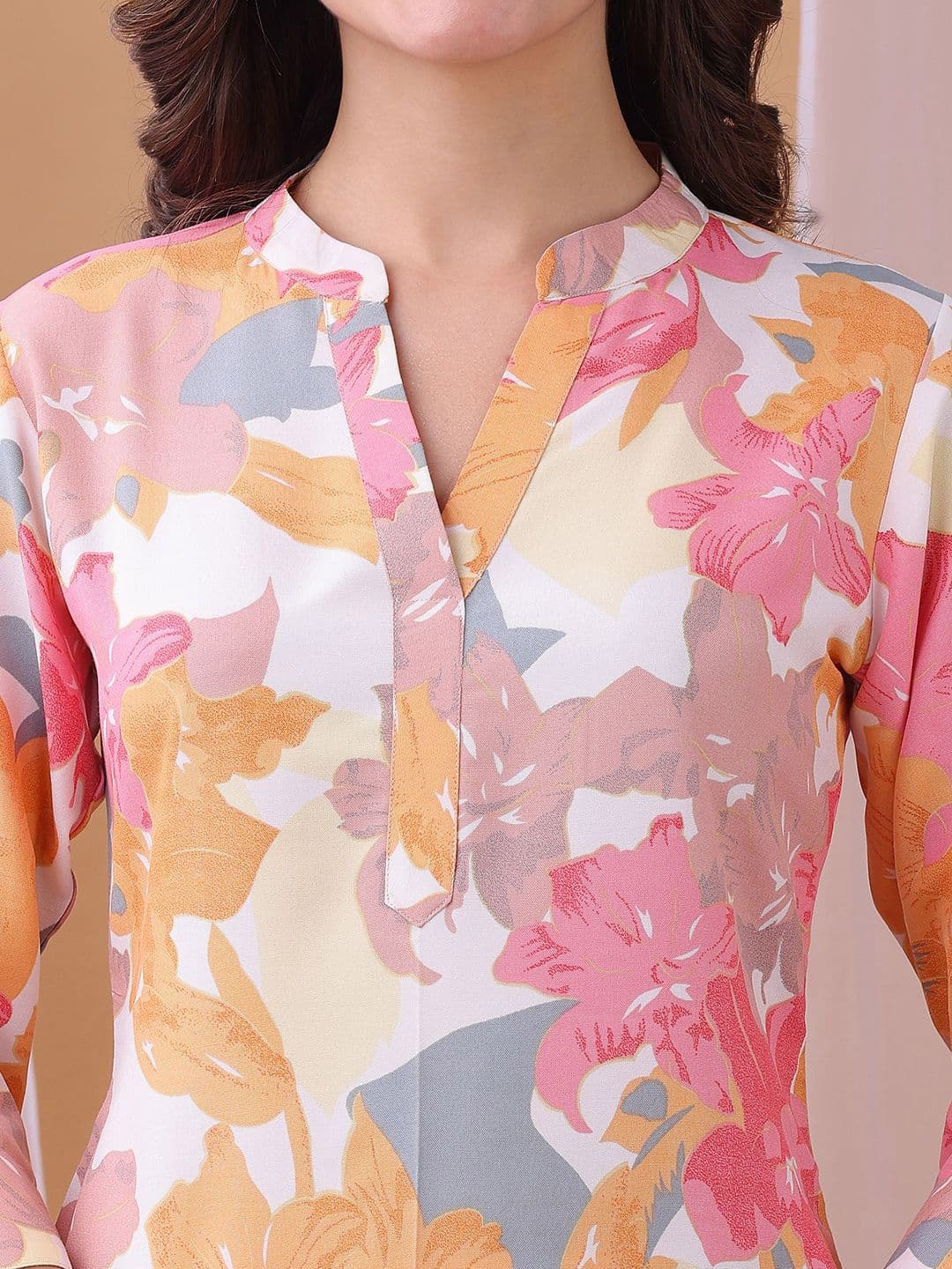 KALINI Printed Collar Neck Top With Trousers Co-Ords thumbnail 3