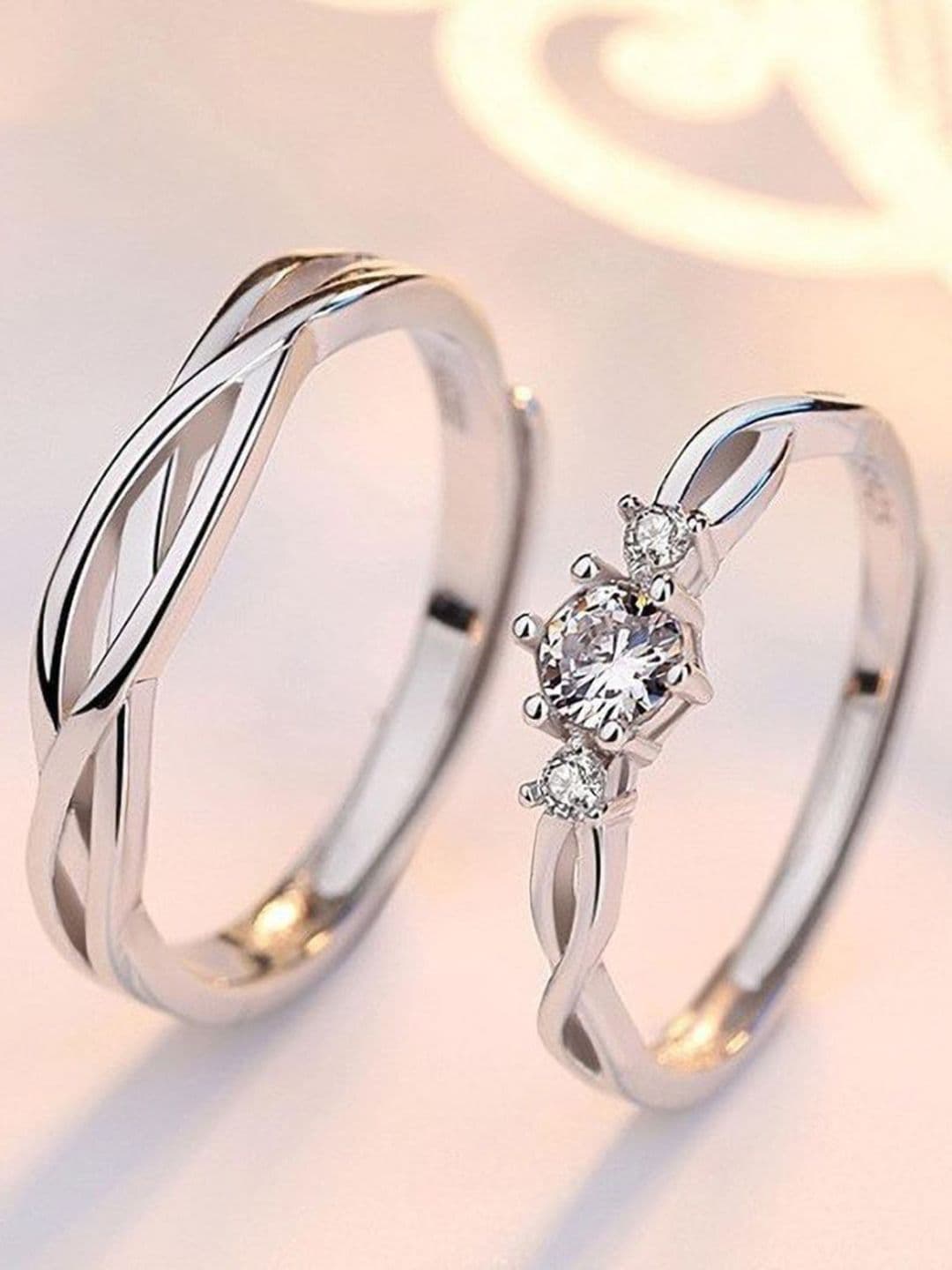 Teeragaj Set Of 2 Stone Studded Couple Finger Ring - view 1