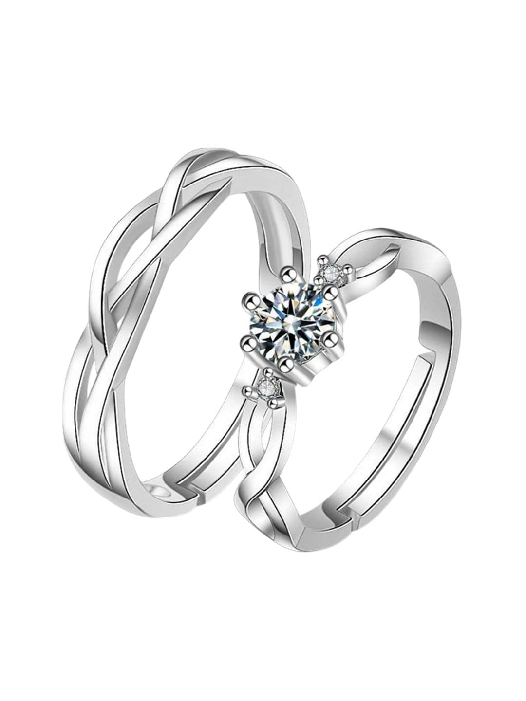 Teeragaj Set Of 2 Stone Studded Couple Finger Ring thumbnail 2