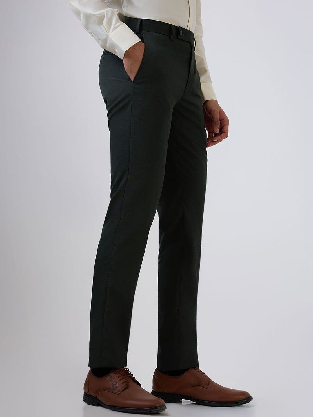Park Avenue Men Slim Fit Self Design Mid-Rise Formal Trousers thumbnail 3