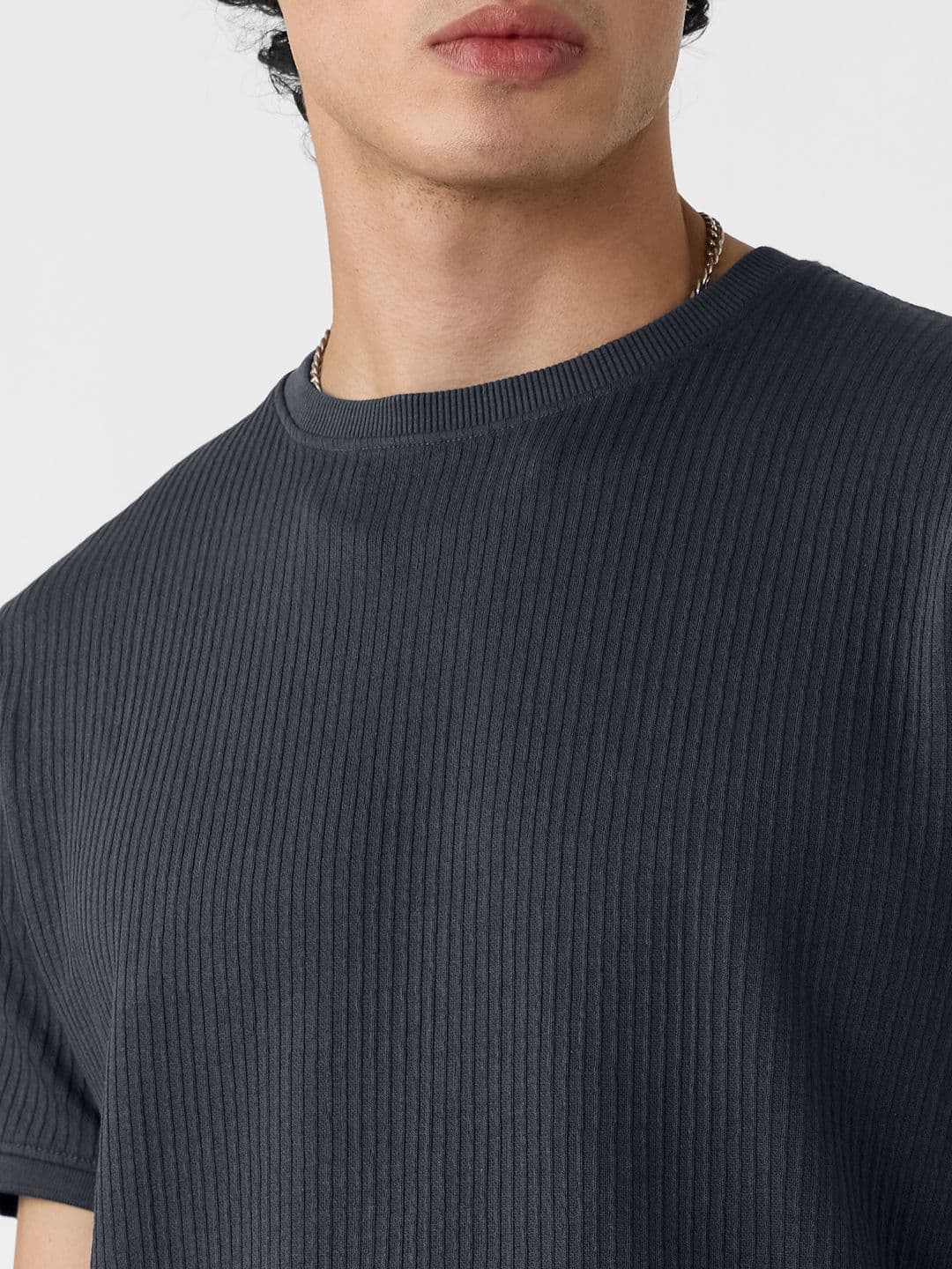 The Souled Store Charcoal Men Round Neck Solid Regular Fit T-Shirts thumbnail 2