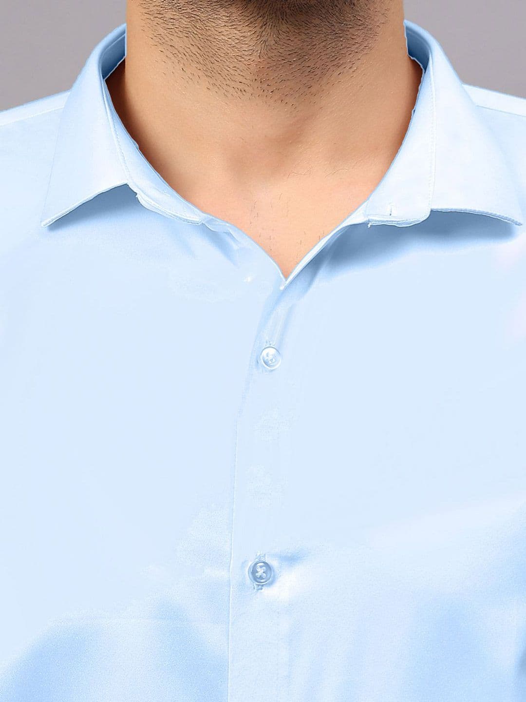 CVC Men Regular Fit Poly Satin Silk Sky Blue Shirt thumbnail 4