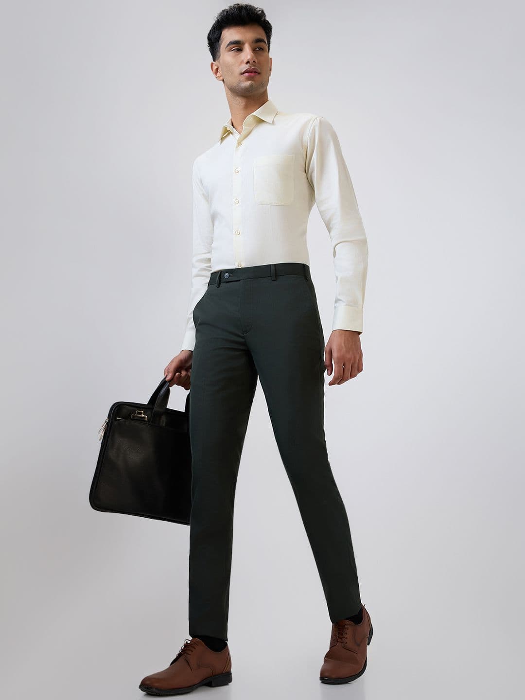 Park Avenue Men Slim Fit Self Design Mid-Rise Formal Trousers thumbnail 6