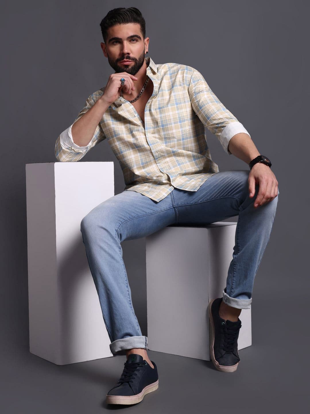 Mast & Harbour Men Standard Checked Regular Fit Shirt thumbnail 3