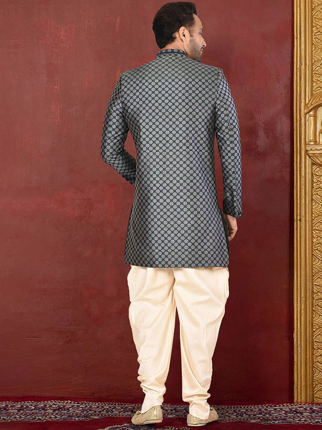 RANAK Printed Mandarin Collar Sherwani Set thumbnail 2