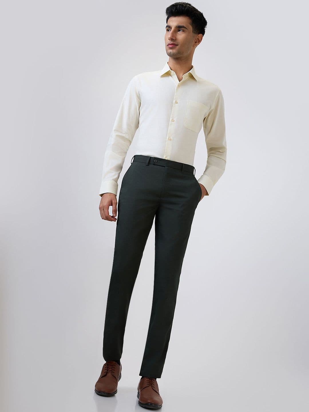 Park Avenue Men Slim Fit Self Design Mid-Rise Formal Trousers thumbnail 5