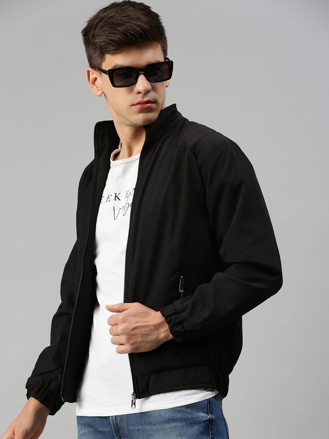 VOXATI Men Stand Collar Open Front Jacket thumbnail 3