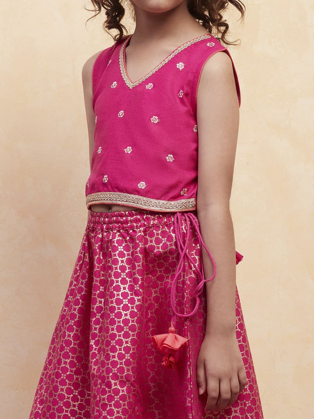 Biba Girls Embroidered Thread Work Ready to Wear Lehenga & Blouse With Dupatta thumbnail 5