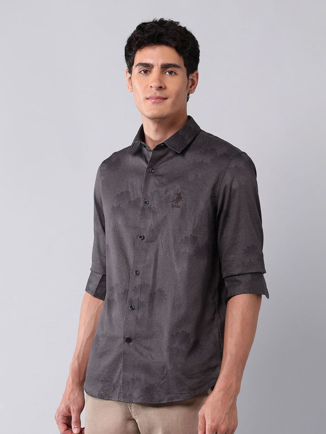 U.S. Polo Assn. Denim Co. Men Classic Fit Floral Printed Spread Collar Cotton Casual Shirt thumbnail 5