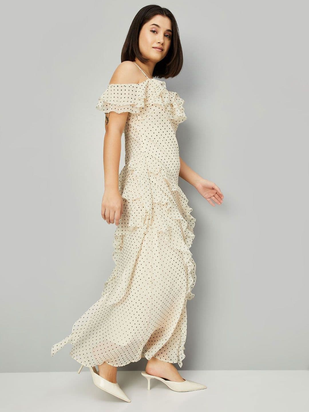 max Women Polka Dots Print Flutter Sleeve Maxi Dress thumbnail 5