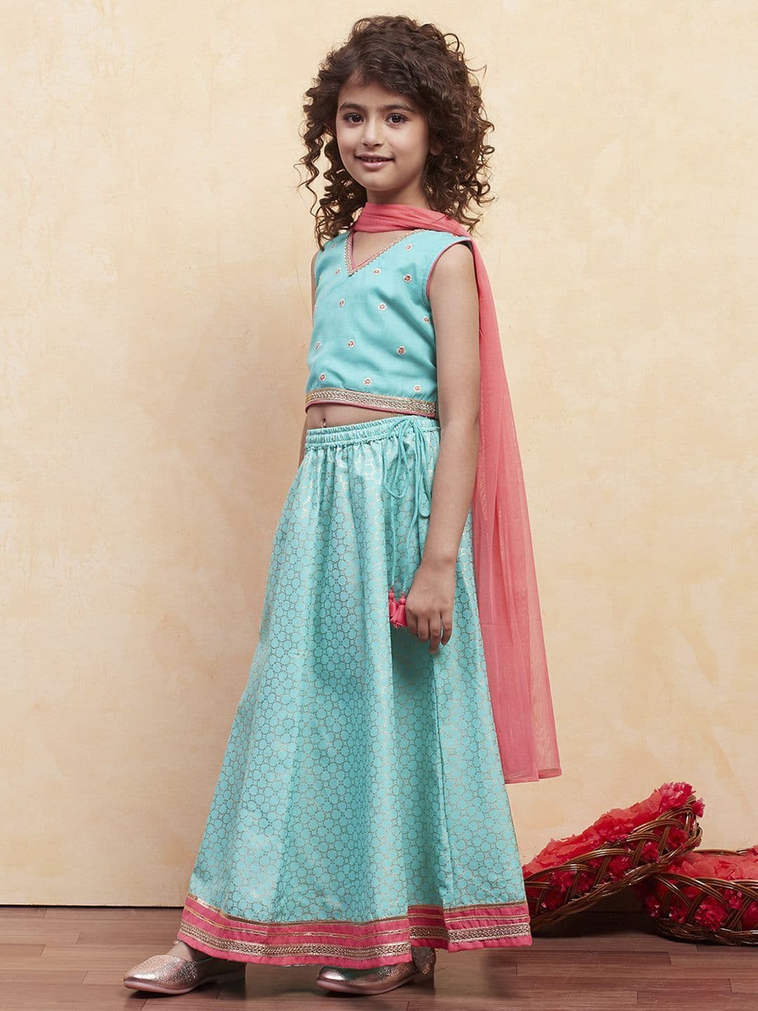 Biba Girls Embellished Ready to Wear Lehenga & Blouse With Dupatta thumbnail 6