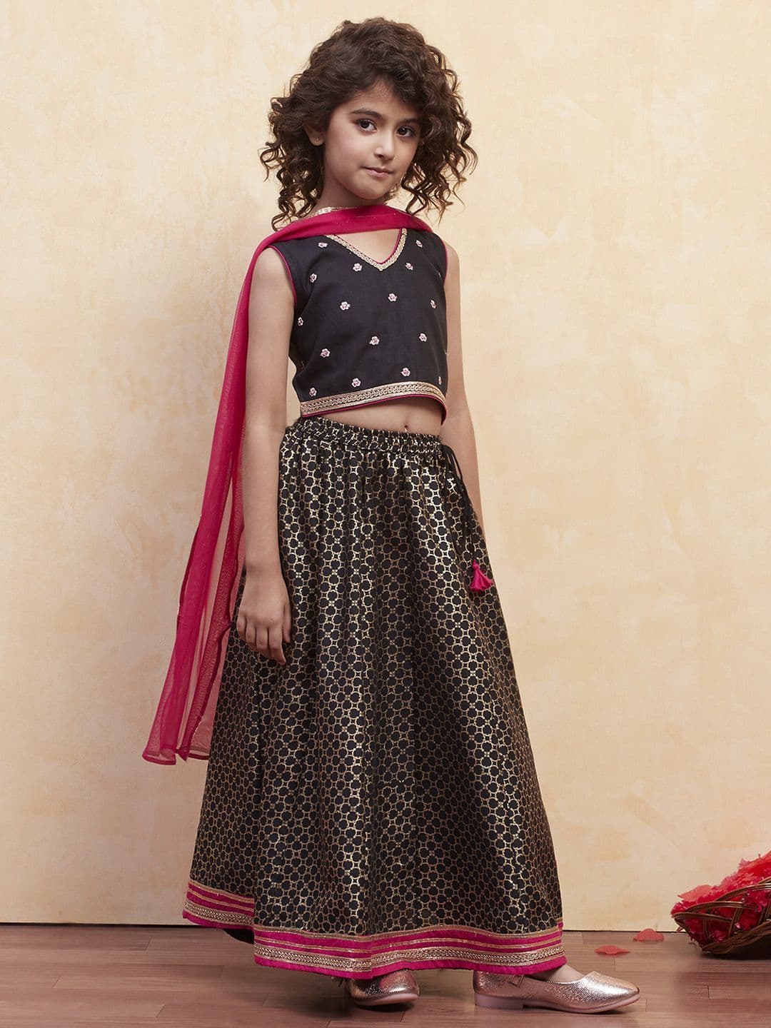 Biba Girls Embellished Ready to Wear Lehenga & Blouse With Dupatta thumbnail 2