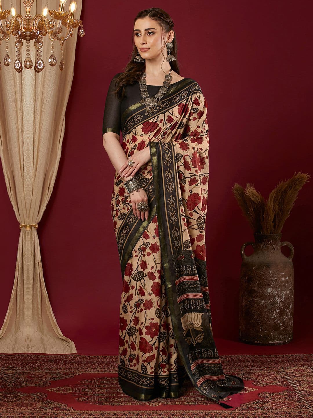 Mitera Floral Zari Saree - view 1