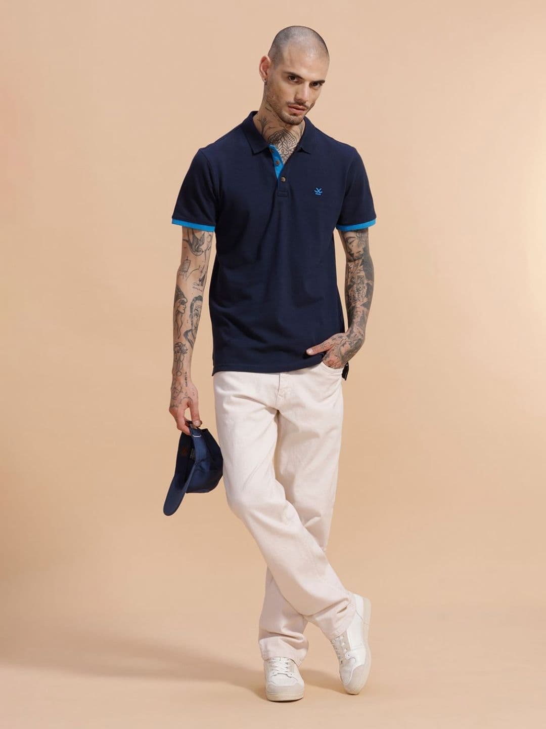 WROGN Men Solid Polo Collar Cotton Slim Fit T-shirt thumbnail 2