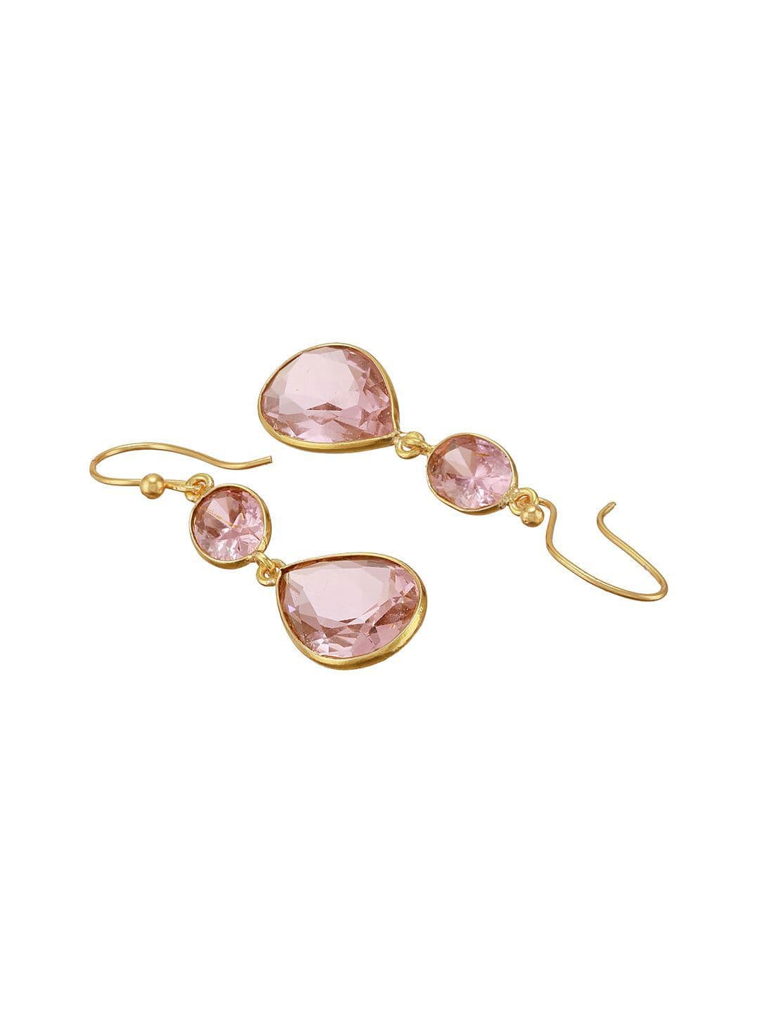 SARAF TRENDZ Gold-Plated American Diamond Studded Teardrop Shaped Drop Earrings thumbnail 7