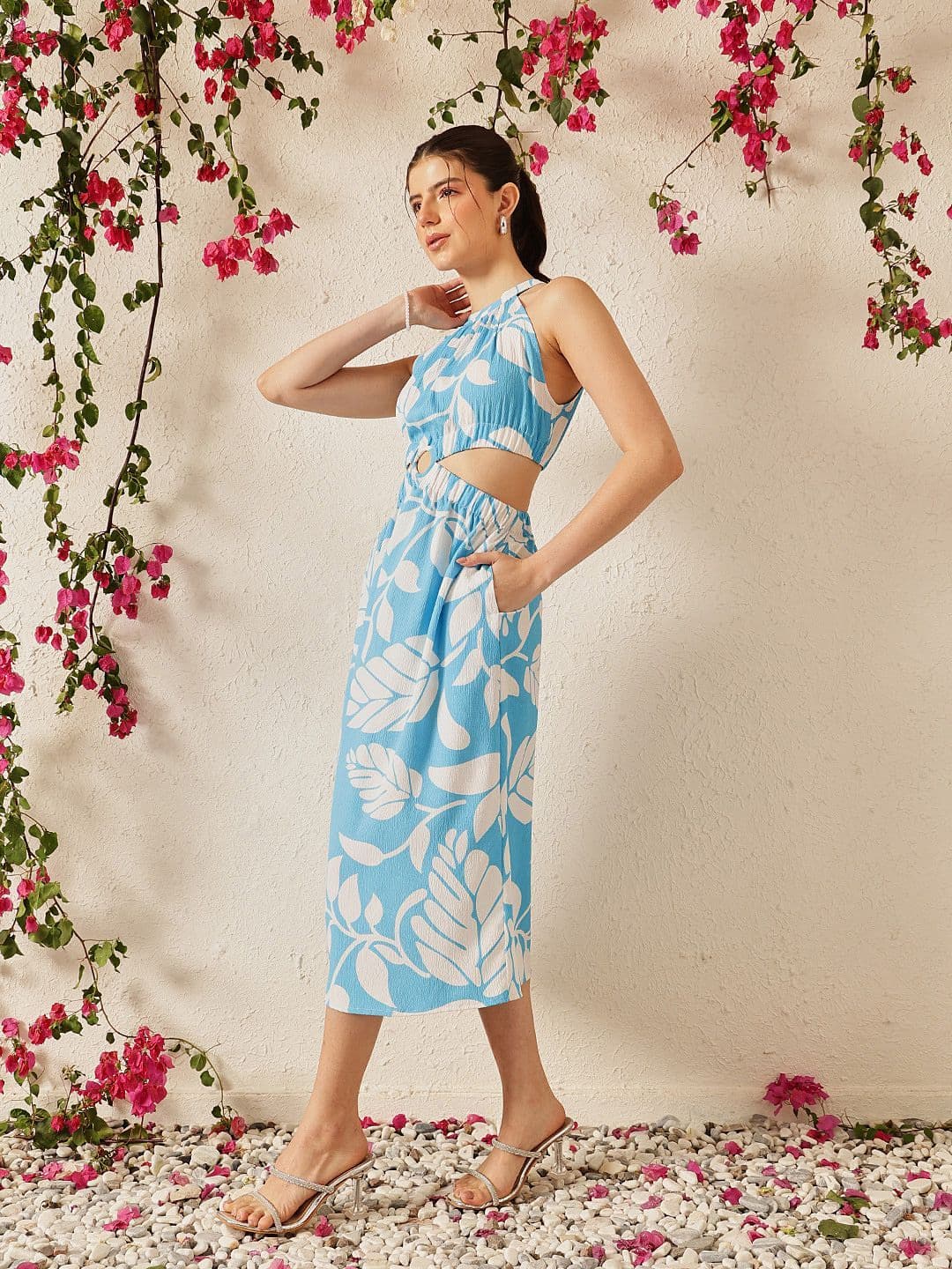 STREET 9 Striped Crepe A-Line Midi Dress thumbnail 2