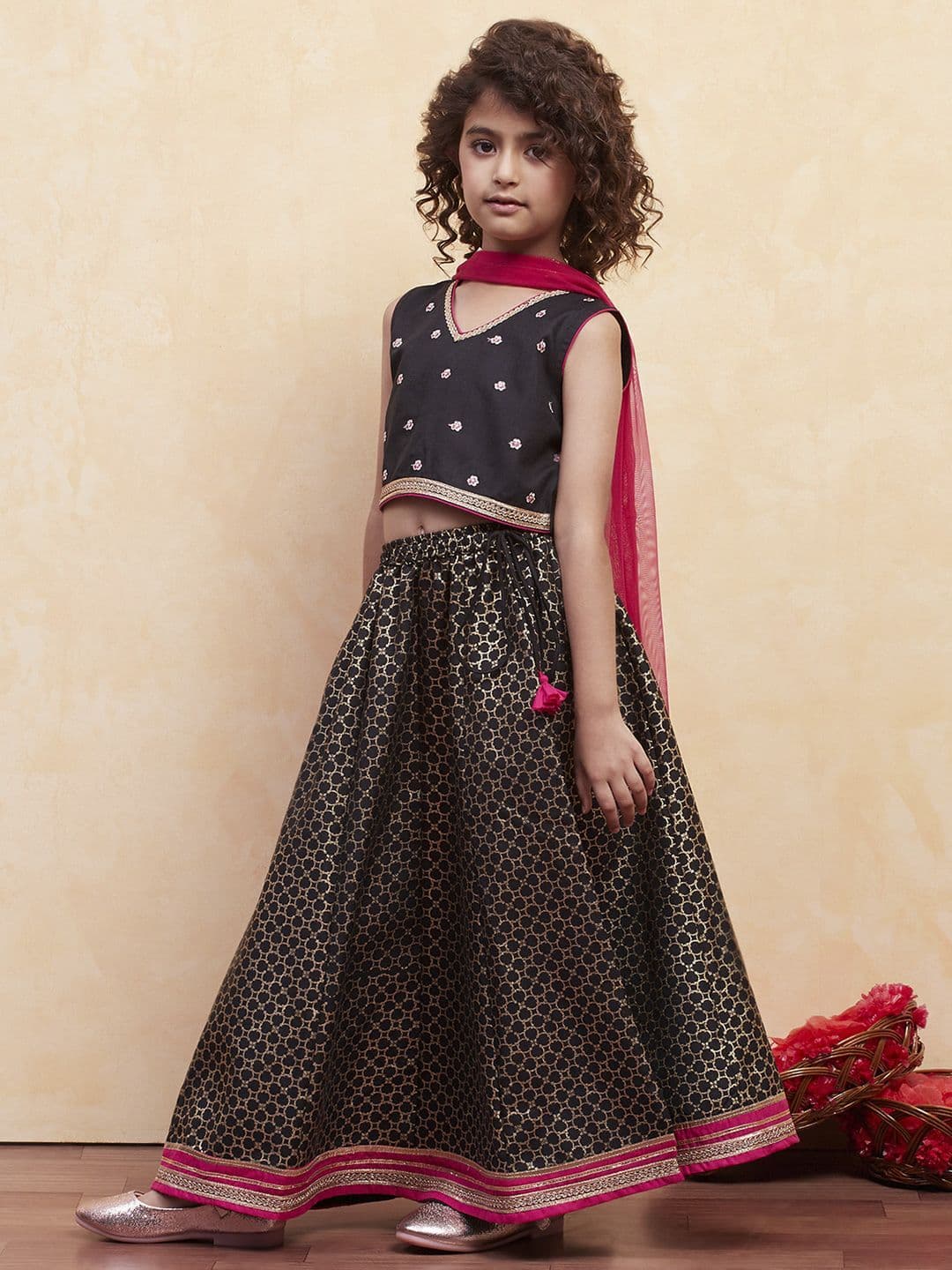 Biba Girls Embellished Ready to Wear Lehenga & Blouse With Dupatta thumbnail 6