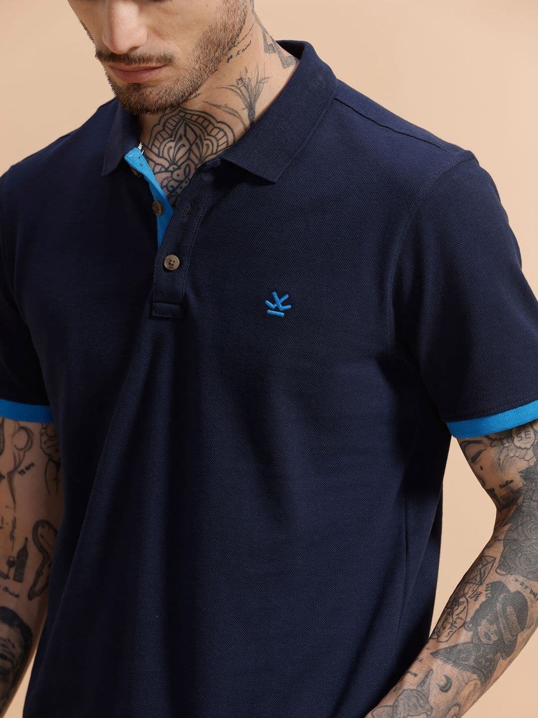 WROGN Men Solid Polo Collar Cotton Slim Fit T-shirt thumbnail 5