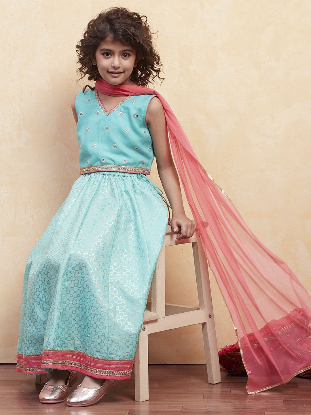 Biba Girls Embellished Ready to Wear Lehenga & Blouse With Dupatta - view 1