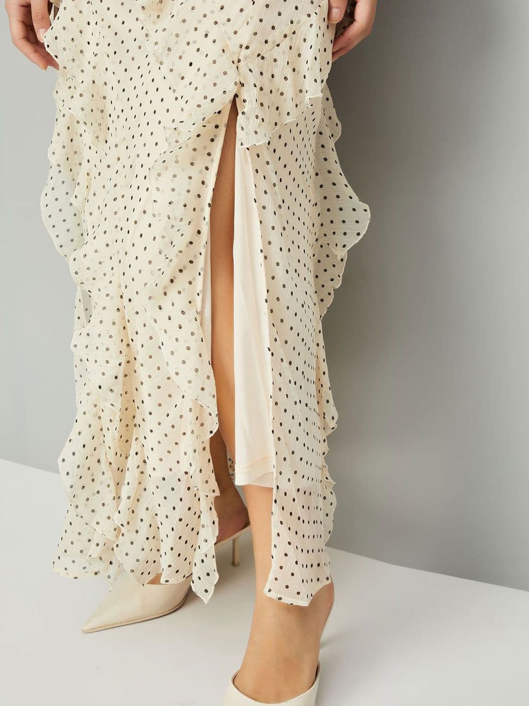 max Women Polka Dots Print Flutter Sleeve Maxi Dress thumbnail 2