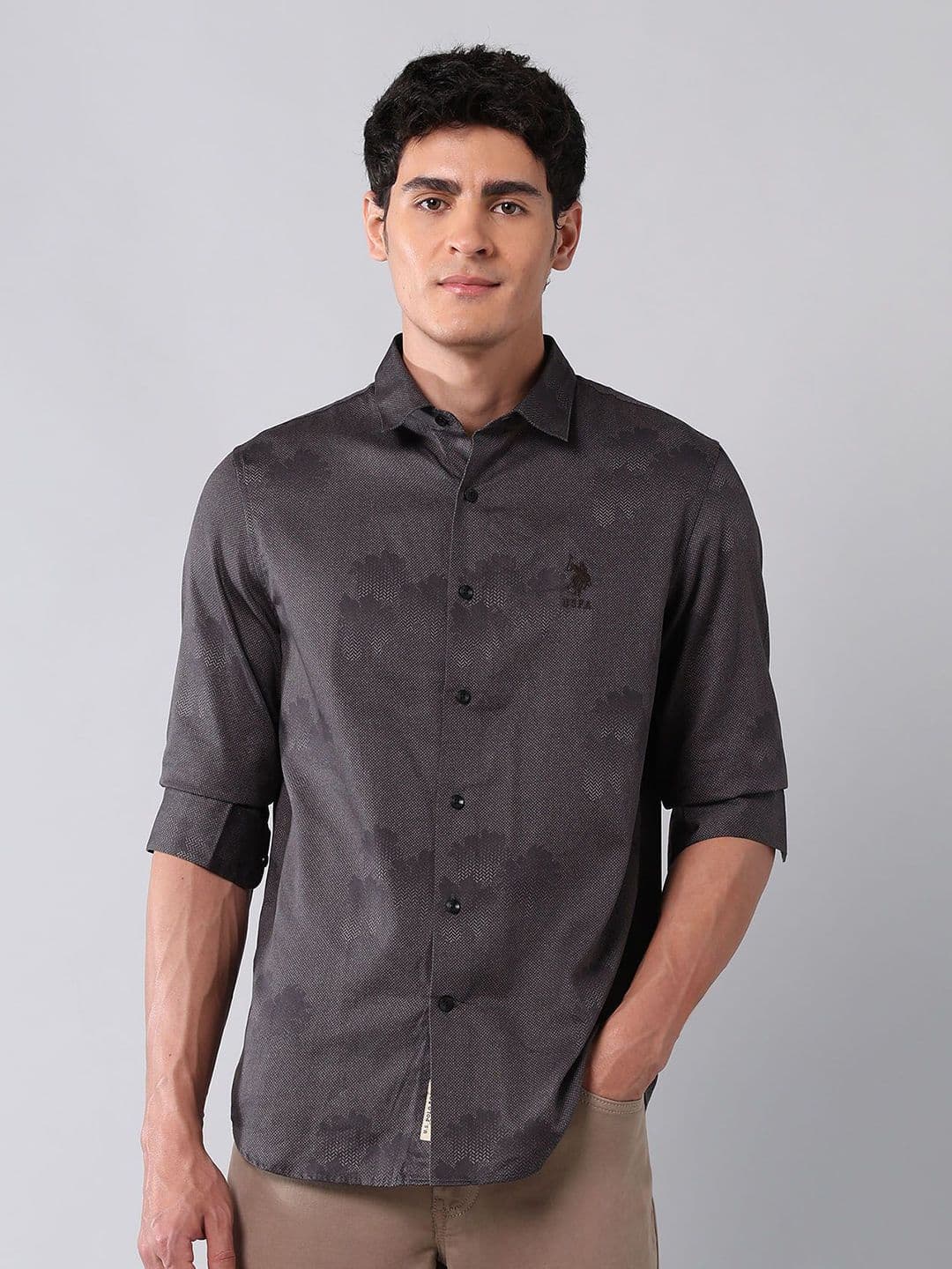 U.S. Polo Assn. Denim Co. Men Classic Fit Floral Printed Spread Collar Cotton Casual Shirt thumbnail 6