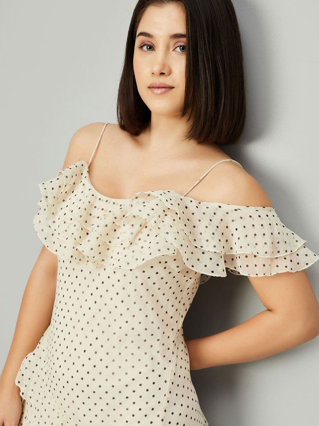 max Women Polka Dots Print Flutter Sleeve Maxi Dress thumbnail 3