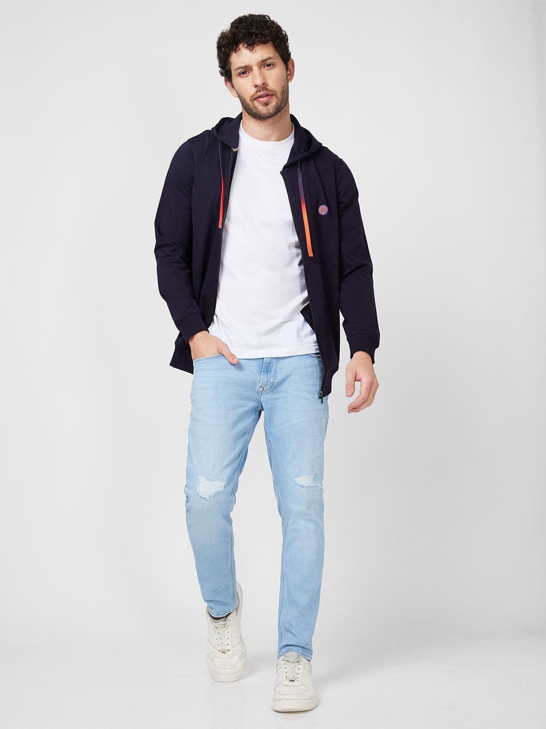 SPYKAR Men Hooded Front-Open Sweatshirt thumbnail 4