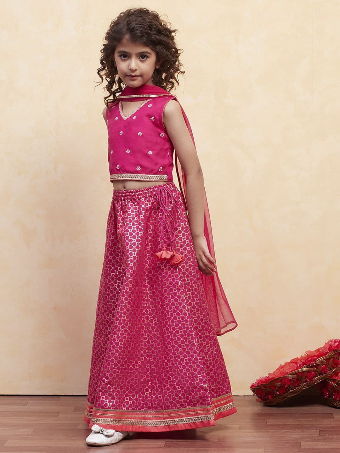 Biba Girls Embroidered Thread Work Ready to Wear Lehenga & Blouse With Dupatta thumbnail 2
