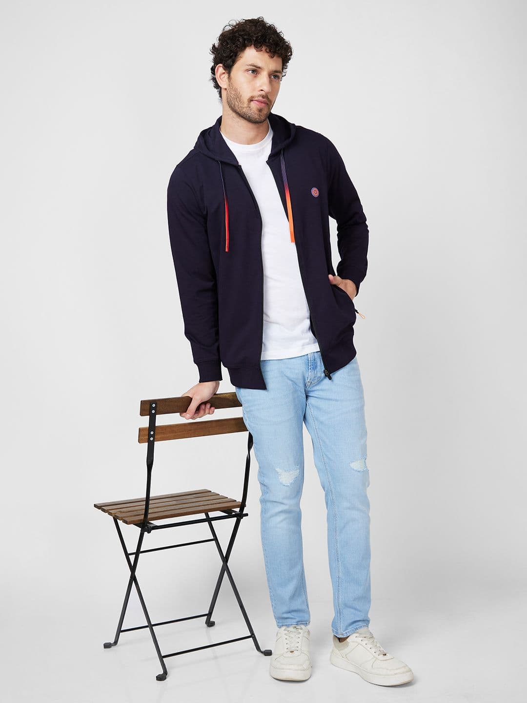SPYKAR Men Hooded Front-Open Sweatshirt thumbnail 3
